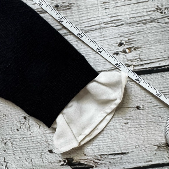 Adrianna Papell Women’s Ruffle Neck Twofer Sweater - Black & White, Size M - Picture 5 of 8